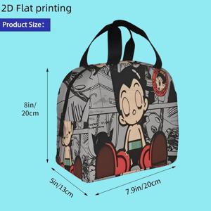 2D 평면 프린팅, 1개, 레드 부츠를 신고 편안하게 앉아있는 아stro보이. 프린팅 보온 보냉 쿨러백 - 재사용 가능한 휴대용 냉온수 가방, 가정, 사무실, 피크닉용, 남녀공용, 비식품용, 내구성 좋음, 생일 선물, 2D 평면