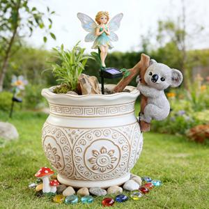 4인치 귀여운 코알라 조각 화분 장식, 화분 가장자리 걸이 장식품, 매달린 코알라 정원 장식, 원예 장식 선물, 실내 및 실외 동물 장식 (가정용), 실외 정원 안뜰 장식에 적합