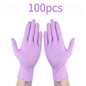 100개입 니트릴 보라색 및 핑크색 일회용 장갑, 4Mil, 주방, 설거지, 타투샵, 애완동물 미용, 파우더 프리, 욕실용, 가벼움, 신축성, 질감 있는 편안하고 내구성 좋은 일회용 장갑