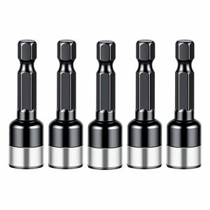 5개 육각 생크 임팩트 소켓, 8mm 고 토크 소켓, 비자석 육각 소켓 비트, 드릴 비트 연장, 임팩트 드라이버 비트 세트, 1/4인치 육각 생크 전동 비트 홀더 (나사, 너트, 드릴용)