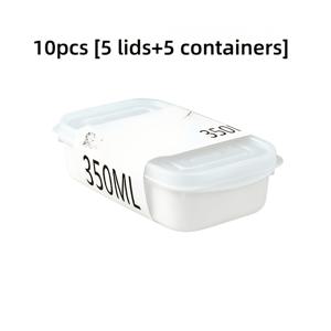 10개 세트: 뚜껑 5개 + 용기 5개, 냉장고 교체용 보관 용기. 음식 준비 및 보관에 적합, 주방 전용 보관 상자. 과일, 채소, 고기 보관 가능. 분량 조절, 냉장고 정리, 식품 보관 용기, 재사용 가능한 식품 용기