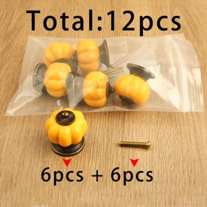6개 노란 호박 손잡이와 6개 4X22mm 나사 총 12개, 빈티지 스타일 노란 호박 단일 홀 손잡이 미국 컨트리 캐비닛 옷장 서랍 문 귀여운 구형 원형 손잡이 빈티지 베이스 가구 하드웨어 추가 (나사 포함)