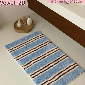 [2D 플랫] 벨벳 1개 카펫 850G/제곱미터 2D 플랫 러그, 홈 데코 프린트 현관 매트, 세로 올매치 홈 침실 미끄럼 방지 발 패드, 초극세사 욕실 미끄럼 방지 매트, 현관 매트, 주방 매트