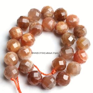 21/26개 천연석 고품질 면처리된 선스톤 비즈, 보석 만들기 DIY 매력 팔찌 목걸이용 화려한 루스 스페이싱 비즈, 섬세한 수제 공예 액세서리 남성 선물