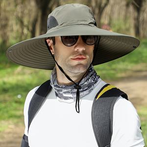 1개 대형 챙 버킷햇, 조절 가능한 끈 포함, 큰 머리둘레에 적합, 폴리에스터 소재, 여름 야외 휴가, 낚시 여행용 액세서리, 야외 사이클링 및 여행에 이상적, 4가지 색상, 남성을 위한 완벽한 여름 모자 및 선물 선택