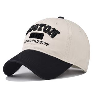 레트로 컬러 블록 BOSTON 레터 자수 야구 모자, 여행 및 휴가에 적합, 다용도 오리 입 모자, 데일리 착용 필수 곡선 브림 모자, 커플 스타일 캐주얼 스포츠 페이스 - 와이드 브림 모자, 다양한 색상 제공