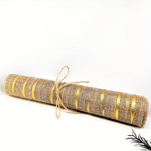빈티지 황마 느낌 원단 롤, 단색에 금박 스탬핑, DIY 꽃 선물 포장용, 크리스마스 결혼식 휴일 파티 야외 식탁보, 벽 장식, 유치원 공예 재료