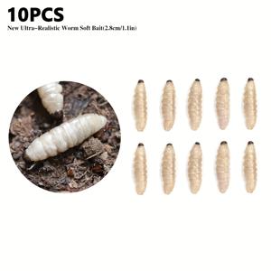 10개입 리얼리스틱 매곳 루어, 고품질 플로팅 PVC 웜/소프트 매곳, 2.8cm/1.1인치 소프트 베이트, 연어 낚시, 잉어, 배스, 플라이 낚시용 아웃도어 낚시 장비