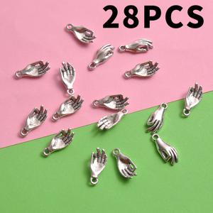 28개 레트로 합금 손바닥 모양 펜던트, 팔찌, 목걸이, 귀걸이 및 기타 주얼리 제작용, 수제 비즈 및 창의적인 디자인에 완벽한 추가