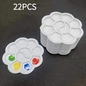 대략 22/62개/봉지 3.15인치 DIY 페인팅용 일회용 색상 팔레트 펜, 화이트 벚꽃 디자인 미술 용품용 플라스틱 팔레트, 필수 미술 용품 | 장식용 팔레트 | 플라스틱 팔레트, 색상 팔레트 펜
