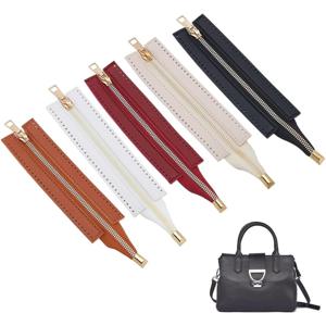 5개 세트, 5색 PU 가죽 코바늘 가방 프레임 지퍼 잠금장치 포함 - 수제 DIY 공예용 지퍼, 핸드백 제작, 지갑, 토트백, 청바지 액세서리용, PU 지퍼 패스너, 벌크 아일렛 및 프레임 키트 포함, 코바늘 가방 재봉용, DIY 지갑 제작용