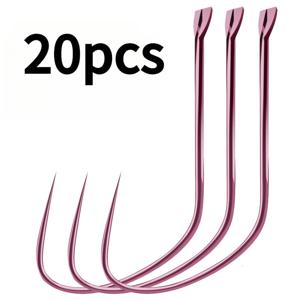 20개 미세 와이어 낚시 바늘, 미늘 각도 바늘, 늑대 이 바늘, 잉어용 탄소강, 블랙 핏 대회, 붕어 및 도둑 당나귀용 플라이 낚시 바늘
