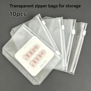 A7 투명 지퍼백 10개, 6구멍 바인더 수납파우치, PVC 문구류 가방, 다이어리/동전/화장품용 정리파우치