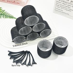 여성용 헤어 컬링 키트 16개 세트 (헤어 롤러 8개 + 헤어 클립 8개), 가정용 헤어 살롱, 볼륨 및 질감 효과, 긴/중간/짧은/굵은/얇은 모발용, 어머니의 날 선물, 캠퍼스, 데일리 헤어 스타일링