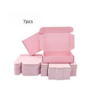 7개 묶음 접이식 골판지 선물 상자 (뚜껑 포함), 4가지 색상 (핑크, 화이트, 블랙, 브라운), 배송용 포장 상자, 생일 결혼식 파티 휴일 소규모 사업 포장용 골판지 선물 상자