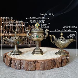 중동 향로 홀더 3pcs 세트, 아라비안 향 디퓨저 세트 별 장식 속이 빈 향로 미니 알라딘 램프 사자 접시 향로 홈 데코 명상 선물, 티 룸, 침실, 서재, 사무실 책상, 요가 룸에 적합