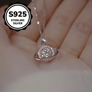 925 저자극성 행성 우주 목걸이, 달콤한 성격, 쉬운 , , 절친, 어버이날 선물로 적합, 사계절 선물, 1개 항산화 보관 상자 포함