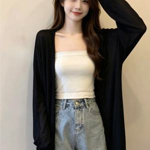 게으른 느낌 긴팔 가디건 루즈핏 에어컨 셔츠 얇은 감성 롱 스타일