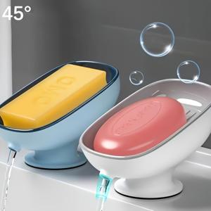 2-In-1 욕실 비누 홀더, 흡착판이 있는 조리대 배수 비누 받침대, 원형, 사각 및 대형 비누 보관에 적합, 무향 - 멀티 컬러 포장, 색상 랜덤