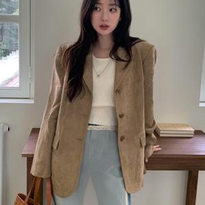 레트로 감성 슈트 칼라 싱글 브레스트 더블 포켓 마일라드 컬러 슈트 재킷
