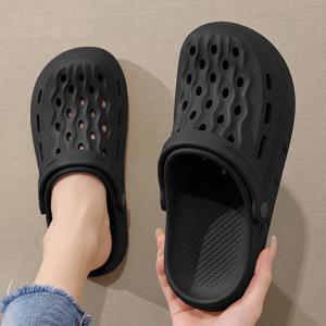 아웃도어 여성용 단색 나막신, 심플한 남성용 슬리퍼, 남녀공용 여름 야외/실내/해변 슬리퍼, 여성 신발