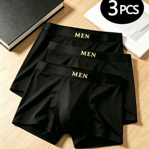 3개 남성용 박스형 속옷, 무게감 없는 가벼운 원단, 핏과 부드러운 모서리, 흡습성, 곱슬거림 방지, 클래식 단색 속옷, 드로즈, 짧은 속옷