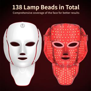 7색 LED 미용 페이셜 마스크 기기, 고품질 LED 비드 138개, 얼굴 미용 장비, 얼굴 도구, 얼굴 및 목 케어 기구, USB 충전, 선물, 밸런타인데이 선물, 어머니의 날 선물