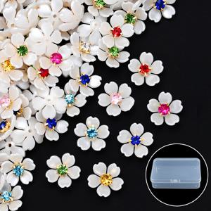 100/200개/박스 5꽃잎 라인석 꽃 패치 14mm 혼합 색상 꽃무늬 라인석 장식, DIY 주얼리 제작 의류 헤어 클립 휴대폰 케이스 액세서리용, 공예가를 위한 완벽한 결혼식 졸업식 생일 선물