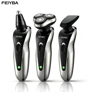 FEIYBA 남성용 3-in-1 전동 면도기 세트, 구레나룻 정리기 헤드 및 코털 정리기 헤드 포함, 다기능 USB 충전식 면도기, 분리 및 교체 가능, 코털, 구레나룻, 수염 정리용, 완벽한 선물