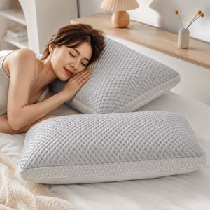 사계절 냉감 메쉬 베개 48×74cm 통기성 입체 에어셀 베개 부드러운 쿠션감 침실 호텔 스타일 베개 물세탁 가능 그레이 스카이블루 핑크