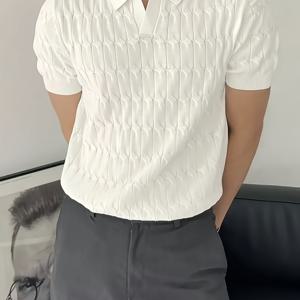 여름 니트 폴로 셔츠 남성용 반팔 스탠드 칼라 캐주얼 청소년 탑