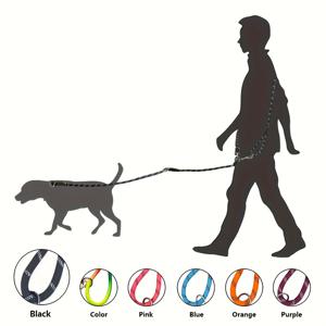 하이킹, 산책, 달리기용 반사형 핸즈프리 강아지 목줄 - 소형견 및 대형견용 조절식 허리끈과 크로스백 스트랩 - 흡수성 좋고 편안한 번지 코드