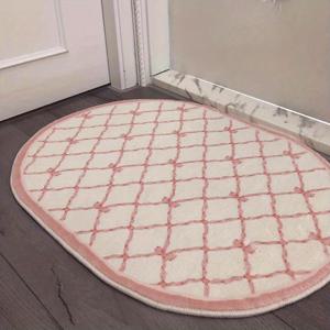 인조 캐시미어 및 1000G 10mm 가벼운 럭셔리 현관 러그 귀여운 침실 장식 리본 카펫 핑크 거실 커피 테이블 카펫 유럽 스타일 화장대 카펫 푹신하고 부드러운 미끄럼 방지 매트