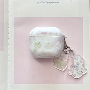 화이트 애플 코어 캔들 개 귀 전화 케이스 애플 강아지 펜던트에 적합한 for airpods 1 2 3 4 Pro Pro2
