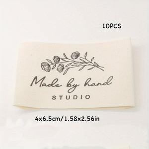 10개입 수제 워셔블 패브릭 패치, 플로럴 및 텍스트 프린트 라벨, 칼라, 가방, 저널, 재봉, 뜨개질 및 공예 용품에 적합
