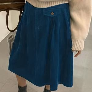 가을 겨울 봉제파랑이 블루 스커트 여성용 하이웨스트 숏 스커트 다용도 A라인 스커트 패셔너블한 기질 오버 더 키 스커트