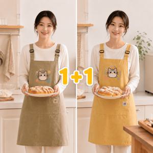 1+1 주방 앞치마 방수 방오 민소매 앞치마 고양이 프린트 가정용 요리 설거지 집안일 다용도 앞치마