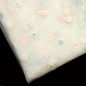 1개, 크기 19.68X62.99인치 (50X160cm), 퀼팅에 적합, 다양한 색상의 3D 장미 꽃 메시 거즈 원단 특징, 테이블 러너, 가방 및 공예에 이상적인 사전 재단. 손세탁만 가능