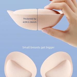 2개입 두꺼운 6Cm 브라 컵, 작은 가슴 패드, 탈부착 및 세탁 가능한 가슴 패드, 패딩 효과 강화용, 란제리 및 브라 추가, 패드 비키니 세트