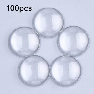 100개 투명 유리 카보숑, 돔/반원형, 투명, 25X6~7mm, 주얼리 제작, 유리 합금 재료, 홈 , DIY 수공예 재료