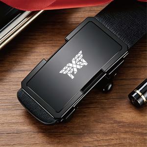 PXG 패턴 남성용 비즈니스 벨트, 유연한 PVC 스트랩, 원터치로 닫히는 합금 자동 버클 장착, 직장 및 일상 생활에 깔끔하게 적합