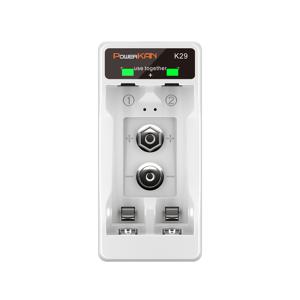 POWERKAN 스마트 USB 배터리 충전기 AA/ NiMH 9V 리튬이온 배터리용 고속 충전 0.45A, 과부하 보호 및 LED 충전 상태 표시, 가정용 예비 배터리용 배터리 충전 독