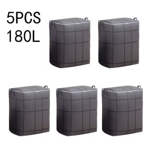 대용량 180L 의류 보관백 5개 세트, 플립탑 이중 지퍼 잠금장치 포함, 이불, 침대 시트, 의류, 속옷 정리 및 보관에 이상적. 이사, 계절 침구 정리, 옷장 수납 시스템을 위한 전문 수납함. 가정 및 침실용 필수 의류 정리 도구