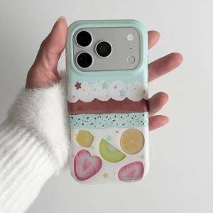 휴대폰 케이스 - 휴대폰 케이스: Ins 니치 힐링 얇고 귀여운 크림 케이크 휴대폰 케이스, 아이폰 17Promax 17Pro 17Air 17 16 15 14 13 12 11 Pro 15 14 Plus 모델 호환
