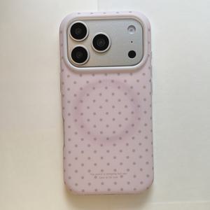 휴대폰 케이스 - 라운드 엣지 이중 레이어 마그네틱 무광 핑크 폴카 도트 폰 케이스, Apple iPhone 17/16/15/14/13/12 케이스/11 Pro Max/Plus/X 케이스 호환/패셔너블 여성용 폰 케이스/인기 생일 선물 비즈니스 선물 내구성 좋은 얼룩 방지 F