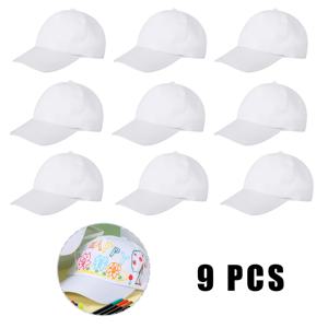 DIY 제작용 빈 야구 모자 9개, 사이즈 조절 가능, 여름 양산모자, 미술 페인팅용으로 완벽, 야외 스포츠 및 레저용, 해변용 양산모자, 사이클링 캡, 야구 애호가용, 수공예품용, 휴일 파티 선물용 모자