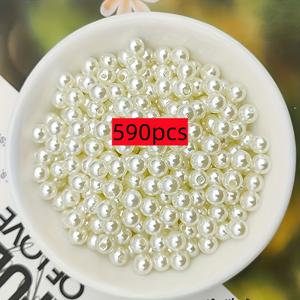 590개 6mm 화이트 아크릴 홀 비즈 - 수제 주얼리 재료, 팔찌, 목걸이 및 홈 데코에 적합