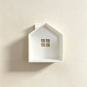 1개 (양면 테이프 또는 못 필요), 간편한 작은 집 벽걸이 선반, 벽면 수납 디스플레이 랙, 3D 프린팅 속이 빈 코티지 장식품, 작은 인형 및 봉제 인형에 적합, 벽의 미적 감각 향상, 플로팅 선반
