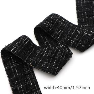 벨벳 리본 롤 5야드 40mm/1.57인치 트위드 패브릭 우븐 리본, 선물 포장 래핑 부케 파티 장식 DIY 헤어 보우 공예용