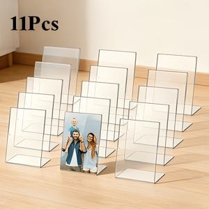 11개 아크릴 스탠드 홀더 세트, 직각 및 경사 투명 사진 프레임, 메뉴 데스크탑 스탠드, 데스크탑 디스플레이, 결혼식, 사무실, 레스토랑에 적합, 설치 불필요